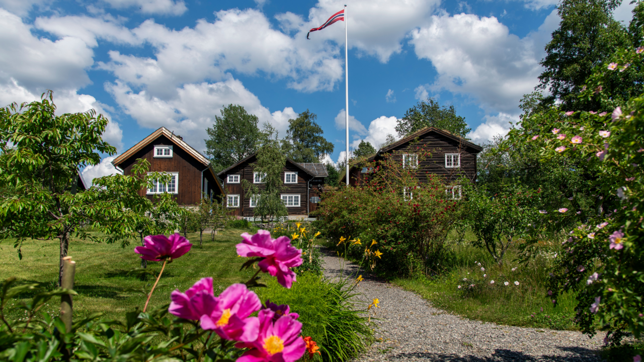 Bjerkebæk, blomster foran